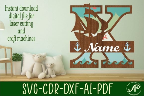 Download Nautical Monogram Letter X SVG Cut File - Nautical monogram Collection