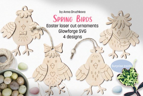 Download Spring Bird Ornament Glowforge Laser SVG - Glowforge laser Collection
