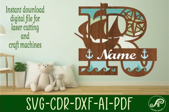 Download Nautical Monogram Letter R SVG Cut File - Nautical monogram Collection