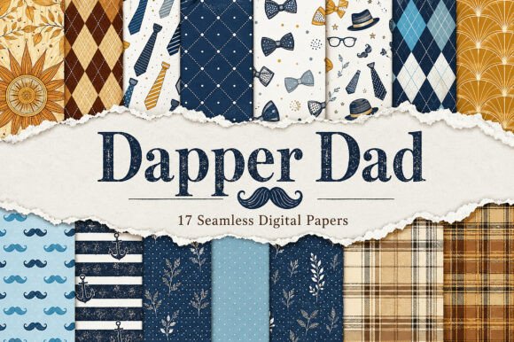Download Dapper Dad – Seamless Digital Patterns - Premium Bundle