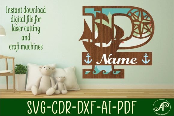 Download Nautical Monogram Letter P SVG Cut File - Nautical monogram Collection