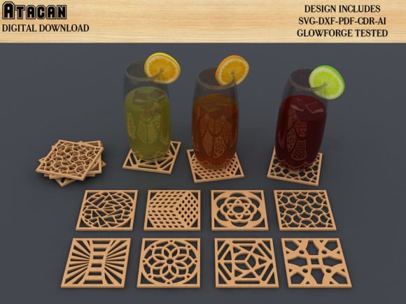 Download Coaster Design Set / Glowforge Laser Cut - Premium Bundle