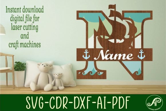 Download Nautical Monogram Letter N SVG Cut File - Nautical monogram Collection