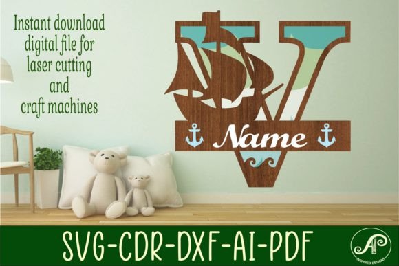 Download Nautical Monogram Letter V SVG Cut File - Nautical monogram Collection