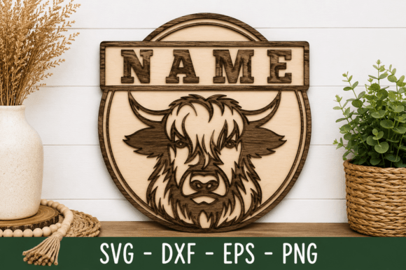 Download Highland Cow Name Sign Svg Laser Cut - Cow name sign Collection