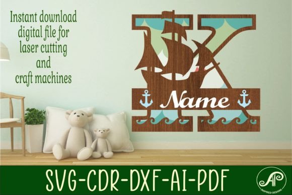Download Nautical Monogram Letter K SVG Cut File - Nautical monogram Collection