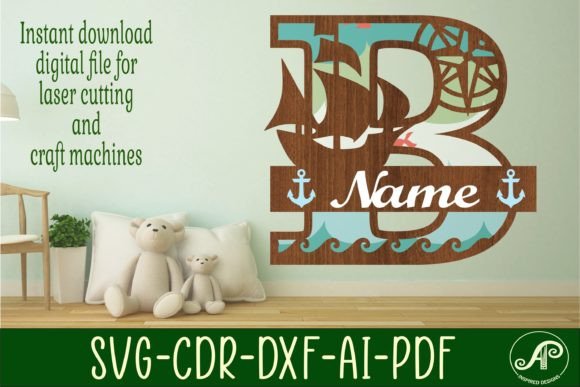 Download Nautical Monogram Letter B SVG Cut File - Nautical monogram Collection