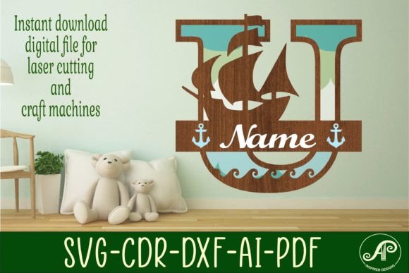 Download Nautical Monogram Letter U SVG Cut File - Nautical monogram Collection