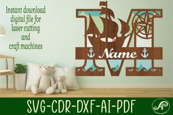 Download Nautical Monogram Letter M SVG Cut File - Nautical monogram Collection