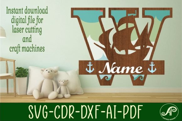 Download Nautical Monogram Letter W SVG Cut File - Nautical monogram Collection