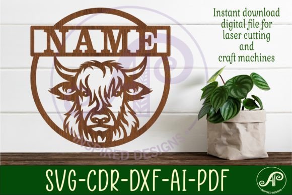 Download Highland Cow Name Sign Svg Laser Cut - Cow name sign Collection